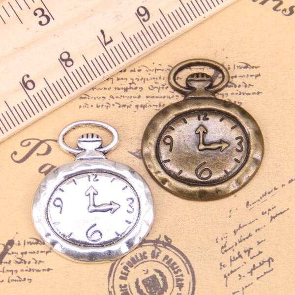 26pcs Jewelry Charms Pocket Watch 32x27mm Antique Silver Plated Pendants Making DIY Handmade Tibetan Silver Jewelry