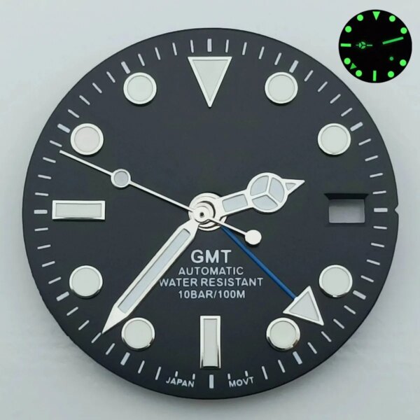 28.5mm Dial GMT NH34 Watch Dial Face Date Window NH34 Watches Automatic Mechanical Movement Parts Accessories Replacements