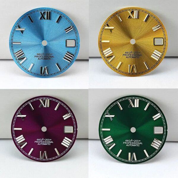 28.5mm NH35 Dial S Logo Watch Face No Luminous Roman Numeral Dial for NH35 NH36 Mechanical Automatic Movement Parts Accessproies