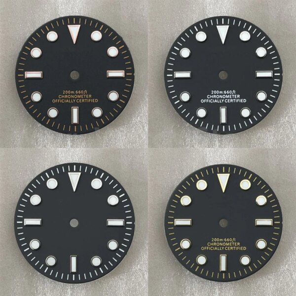 28.5mm NH35 Dial SUB Water Ghost Surface Nh35 Mechanical Watch Modification Accessory Pointer S logo Dial Ice Blue Luminous Dial