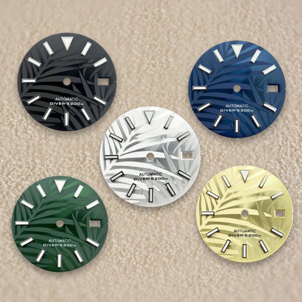 28.5mm S Logo 007/009 Bamboo Leaves Dial Suitable For NH35/4R36 Movement Green Luminous Watch Modification  Accessories