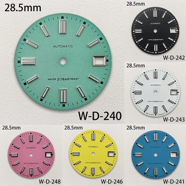 28.5mm S Logo Datejust Tiffany Blue Watch Dial Face For NH35/NH35A/NH36/4R Movement Green Luminous Watches Parts Accessories