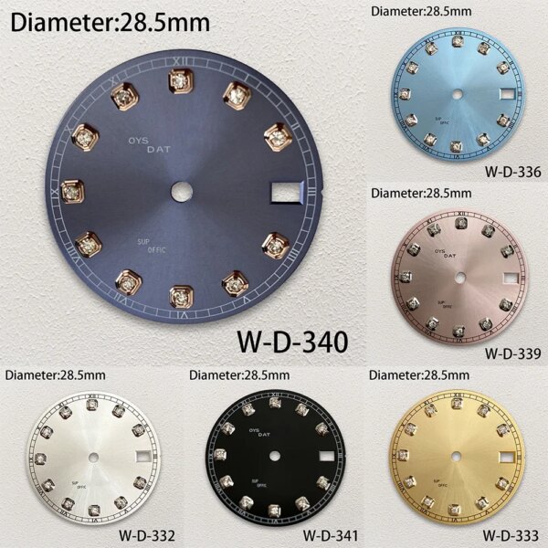 28.5mm S Logo Diamond Datejust Dial Face Suitable For NH35/NH36/4R/7S Automatic Movement Watch Parts Modification Accessories