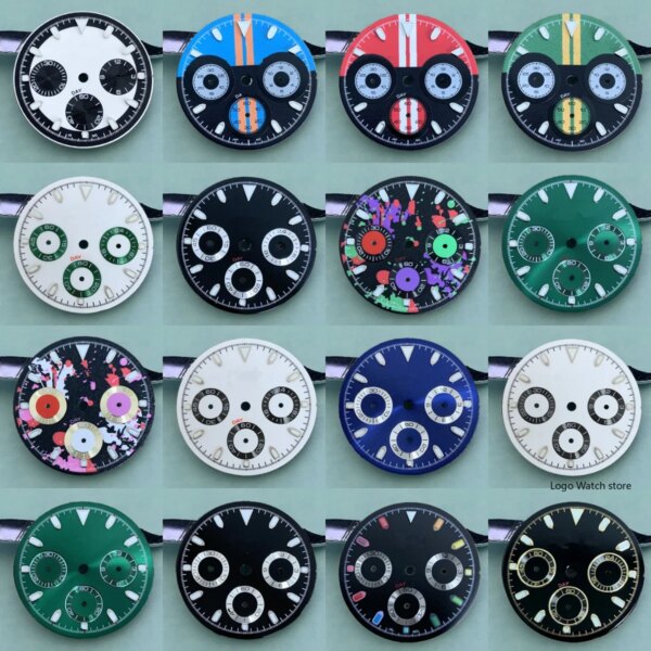 29.5mm Dial VK63 Quartz Movement 6 Pin Face Plate Timing Face Watch Accessories Watch Parts S Logo Dial for 39mm Watch Cases