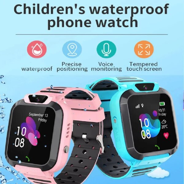 2G Kids Smart Watch SOS Call LBS Tracker Location Sim Card Kid Watch Camera Voice Chat IP67 Waterproof Smartwatch For Children