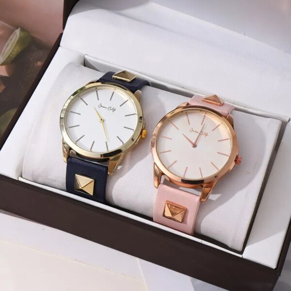 2PCS New Fashion Simple Lovers Set Watches Luxury Men Women Leather Quartz Watch for Men Business Casual Wristwatch