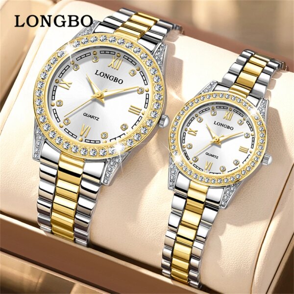 2Pcs Couple Watches Set Stainless Steel Waterproof Luminous Lover's Watch Quartz Wristwatch Men Women Jewelry Set Reloj 2024