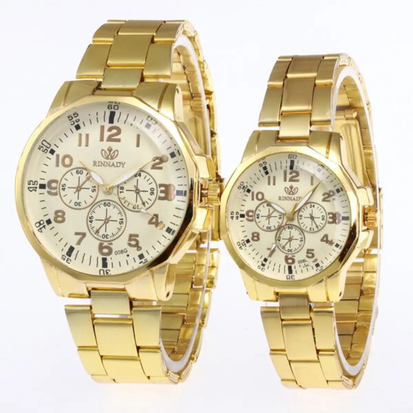 2pcs Classic Simple Quartz Watches Stainless Steel Watch Couple Watch