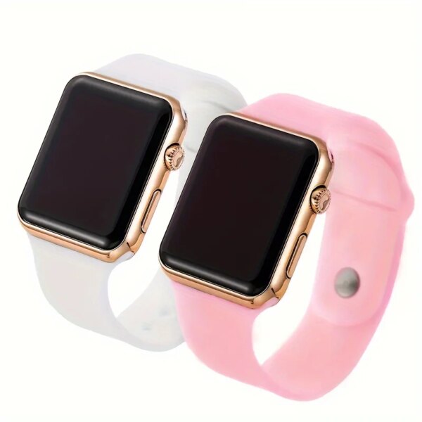 2pcs Couple LED Display Electronic Watches, Sports Silicone Digital Wrist Watch For Women And Men, Valentine's Day Gift