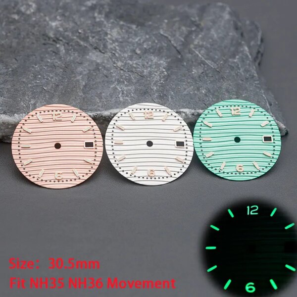 30.5mm Watch Dial Fit Seiko NH35 7S26 7002 Movement Nautilus Watch  Repair Tool Parts With C3 Green luminous Watch Accessories