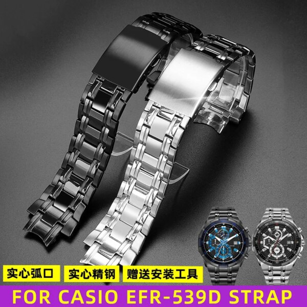 316 Solid Stainless Steel Watch Strap for Casio EDIFICE EFR-539 5345 Wrist Band Men Matte Metal Replacement Bracelet Accessories