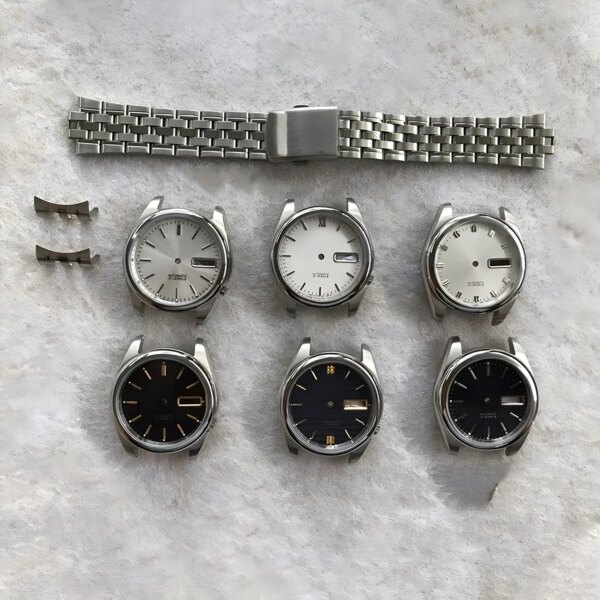 35mm Case Hands Band Watch Accessories Set for -Seiko watch 7009 7s26A Movement Stainless Steel Watch Parts Dial Shell