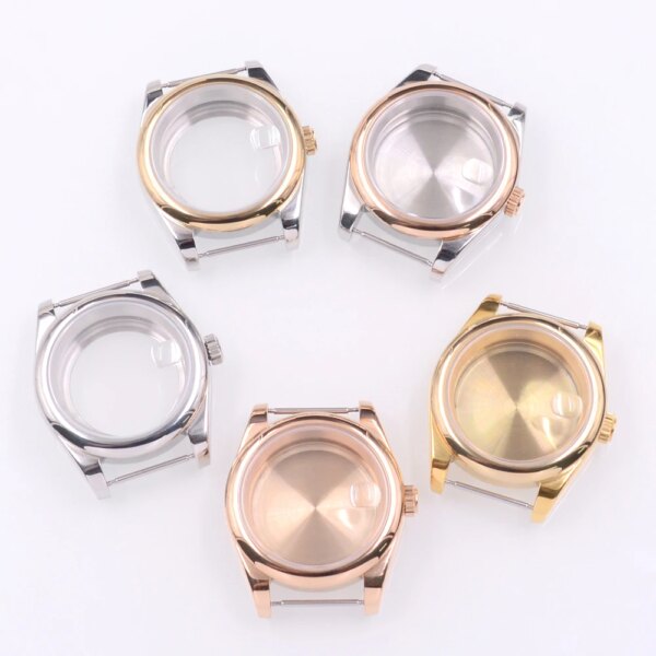 36MM/40MM Sapphire Glass Watch Case  Fit NH34 NH35 NH36 PT5000 ETA2824 2836 Miyota 8215 8205 Movement Silver/Rose Gold