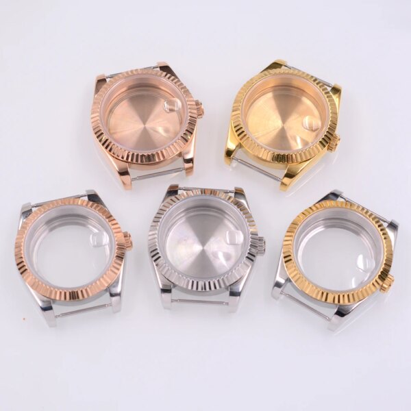 36MM/40MM Watch Case Sapphire Glass Fit NH34 NH35 NH36 PT5000 ETA2824 2836 Miyota 8215 8205 Movement Silver/Gold/Rose Gold