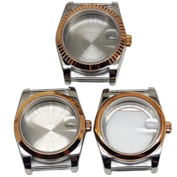 36mm 39mm Rose Gold Silvery Polished Watch Case Sapphire Glass fit NH35 NH36 ETA2824 2836 DG2813 3804 Miyota82 PT5000 Movement