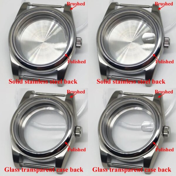 36mm/39mm Silvery Polished Brushed Watch Case Sapphire Glass fit NH35 NH36 ETA2824 2836 DG2813 3804 Miyota82 PT5000 Movement