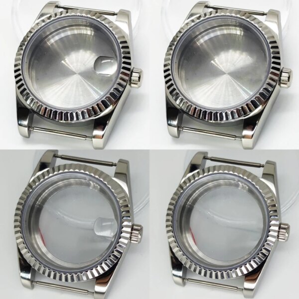 36mm 39mm Silvery Watch Case Stainless Steel Sapphire Glass for NH35 NH36 ETA2836 Miyota82 DG2813 3804 ETA2824 PT5000 Movement