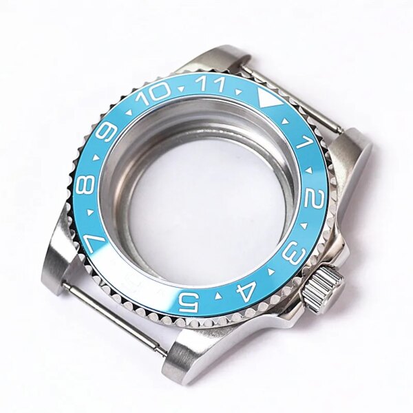 38mm SUB GMT SEA Turquoise Ice Blue Ceramic Bezel Insert Steel Case for 40mm Diving NH35 NH36 Caliber SKX007 Watch Parts Mods