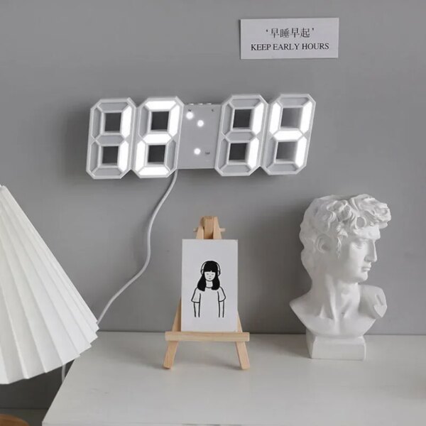 3D LEDs Digital Clock for Bedroom Wall Decoration Glowing Night Mode Adjustable Electronic Watch Clock Clocks Home Decor Garden