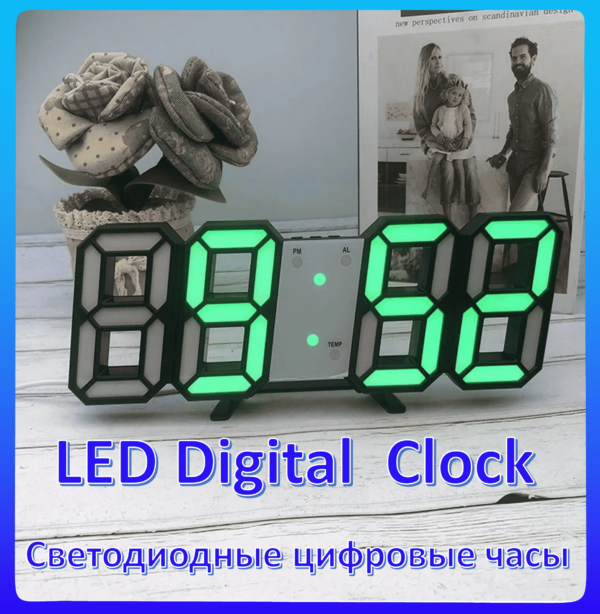 3D Large LED Digital Wall Clock Date Time Electronic Display Table Alarm Clock Wall Home Decor Home Living Room Decoration