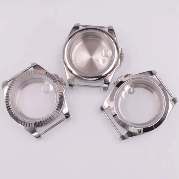 40MM Sapphire Glass Silver Watch Case Fit NH35 NH36 NH34 ETA2824 PT5000 ST2130 Movement Watch Accessories