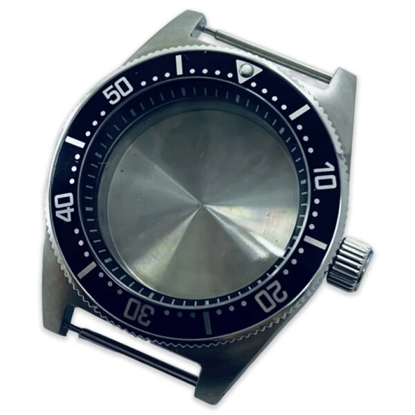 40mm Silver Stainless Steel Watch Case Black Ring Fit NH34 NH35 NH36 NH38 NH70 NH72 Movement