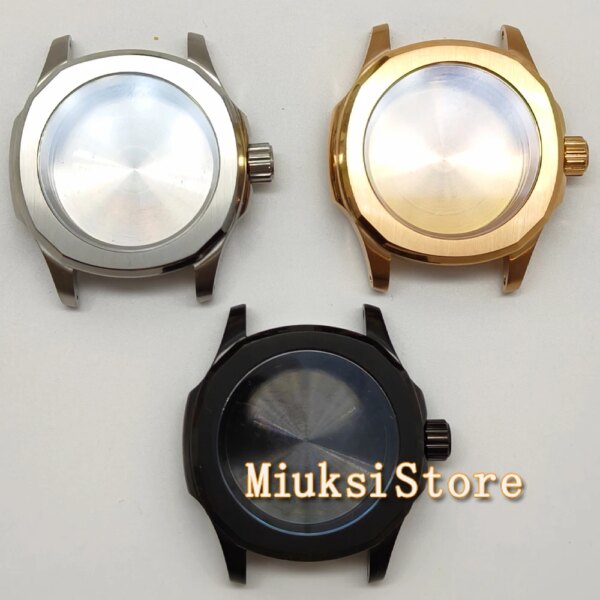 40mm Watch Case Stainless Steel Sapphire Glass Silver Black Rosegold PVD fit NH35 NH36 Automatic Movement Part