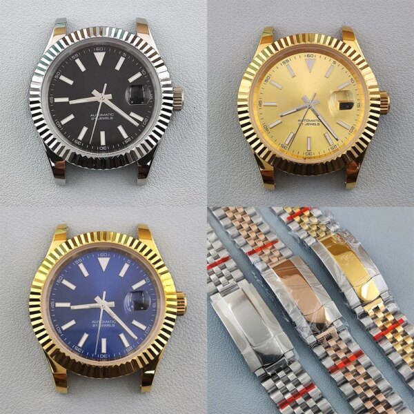 41mm NH35 Case 31mm Dial Stainless Steel Bracelet Strap for Datejust Seiko NH36 Mechanical Movement Watch Mod Parts Accessories