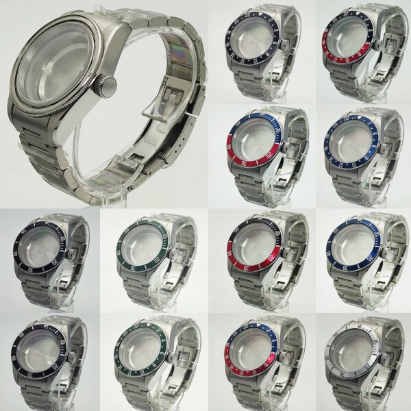 41mm Silver Watch Case Stainless Steel Sapphire Glass fit NH35 NH36 ETA 2824 2836 Miyota 8205 8215 821A PT5000 Movement