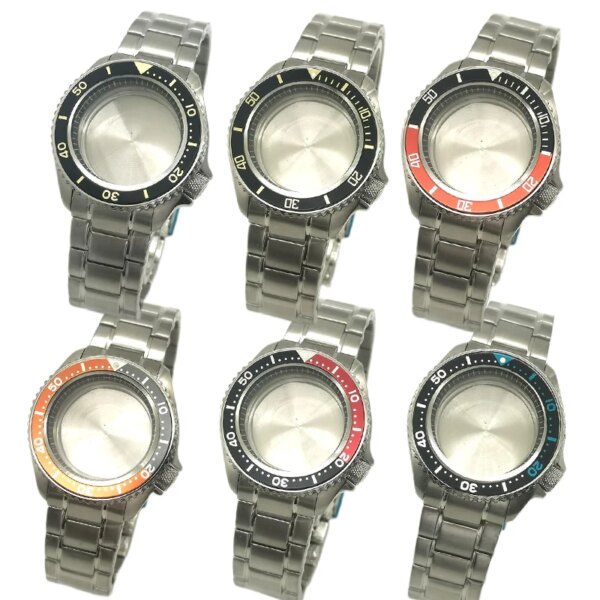 42mm Seiko SKX007 Watch Case Fits NH35 NH36 4R35 7S26 Japan Movement S Crown Sapphire Crystal Glass NH35 Watch Case Accessories