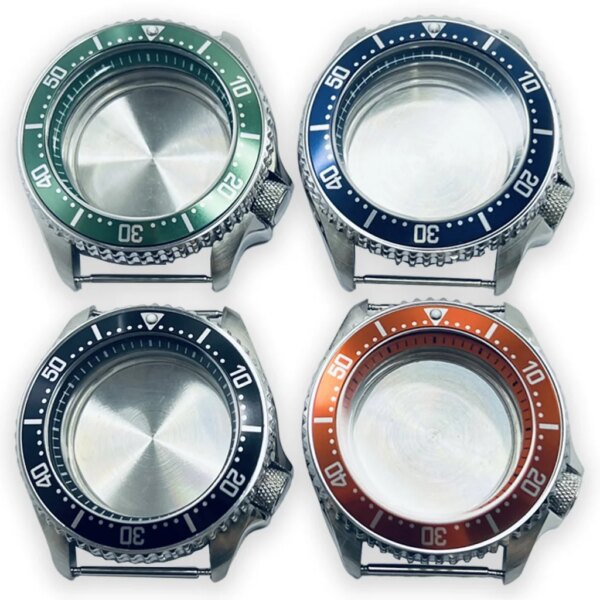 42mm Silver Stainless Steel Watch Case Black Blue Green Orange Ring Fit NH34 NH35 NH36 NH38 NH70 NH72 Movement