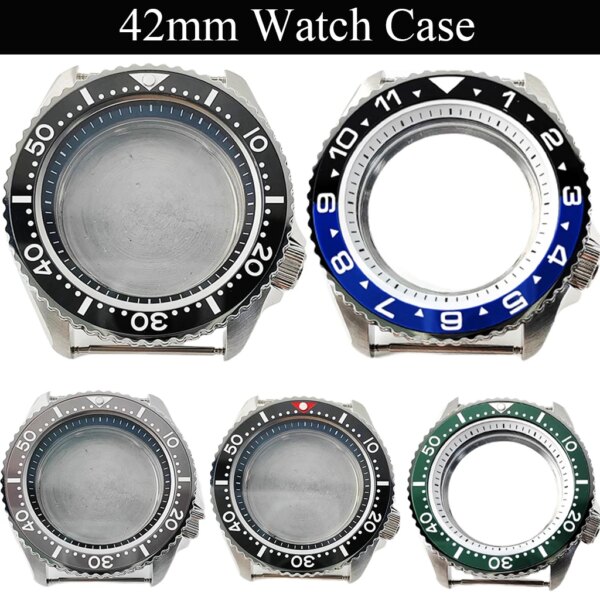 42mm Watch Case Ceramic Bezel Solid 316L Stainless Steel Sapphire Glass For NH35 NH36 Automatic Movement Accessories Parts