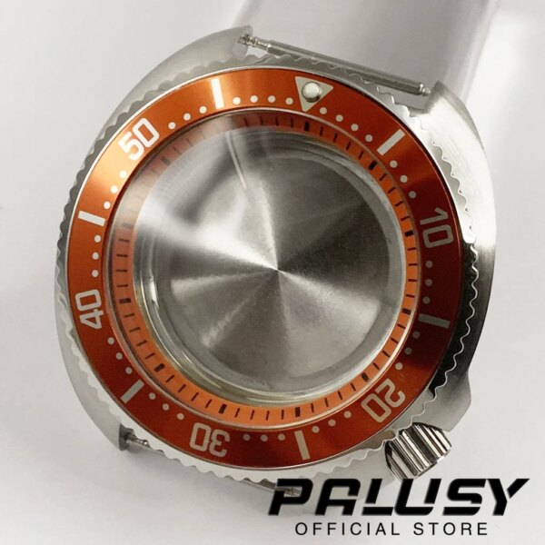 44mm Orange Ring Silver Stainless Steel Watch Case Fit NH35 NH36 4R36 Movement Men Watch Modification Parts