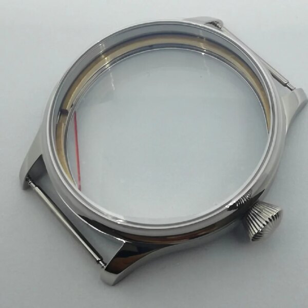 44mm Silver Pvd Black Stainless Steel Case Fits Eta 6497 6498 St3600 3601 3602 Manual Winding Movement