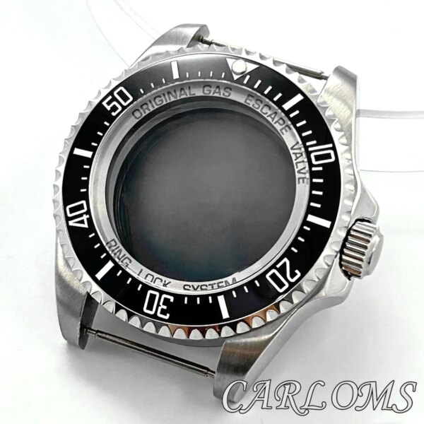 44mm Silver Stainless Steel Watch Case Ceramic Bezel Sapphire Glass Fit NH34 NH35 NH36 NH38 NH39 NH70 NH72 Movement