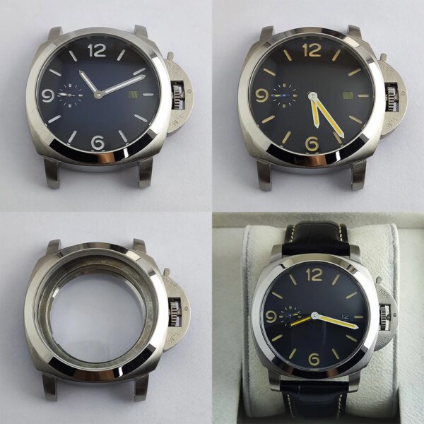 44mm case ST2555 Movement Case Stainless Steel Case Men Automatic Mechanical Watch Black Dial Watch Replacement Parts