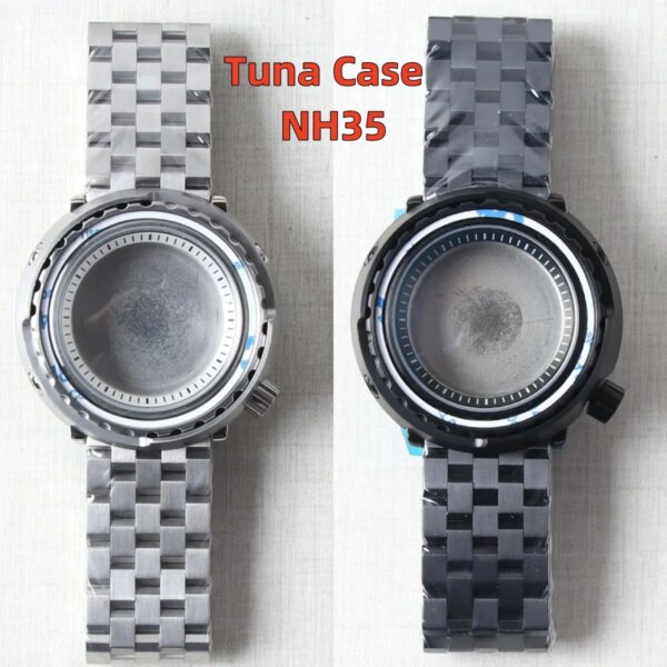 45mm NH35 Watch Tuna Case For Seiko Tuna Case Silver 904L Stainless Steel Sapphire Glass 28.5mm Dial NH35 NH36 Waterproof Case