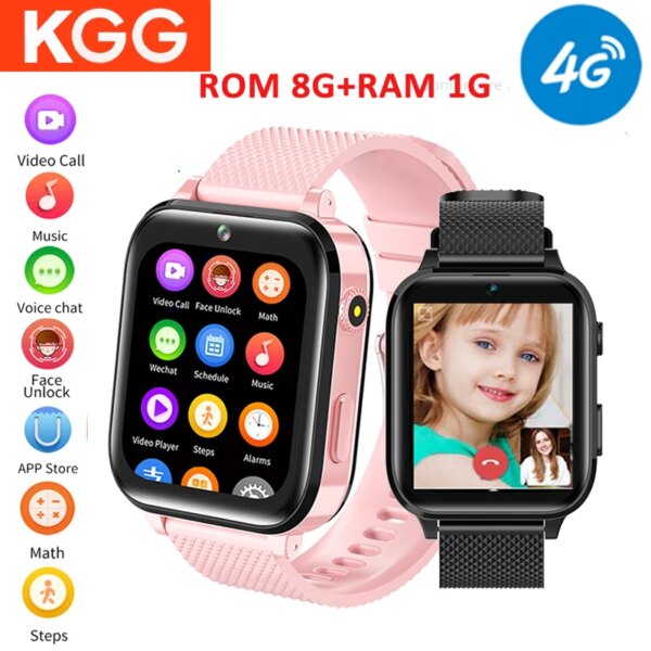 4G Smart Watch Kids ROM 8G 1.7 inch Screen Video Call SOS Videl Player Phone Watch GPS Locator APP DownLoad Children Smartwatch