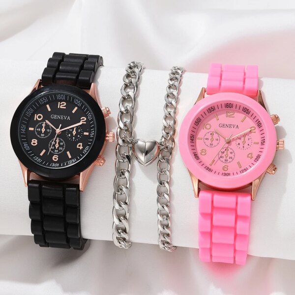 4Pcs New Luxury Women's Watch Fashion Luxury Elegant Alloy Wristwatch PU Leather Strap Couple Watch Quartz Holiday Gifts No Box