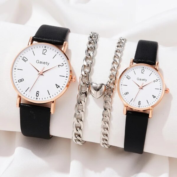 4pcs Set Minimalist Couple Quartz Watch Fancy Women Watches Bracelet Set Jewelry Sophisticated and Stylish Women Wristwatches