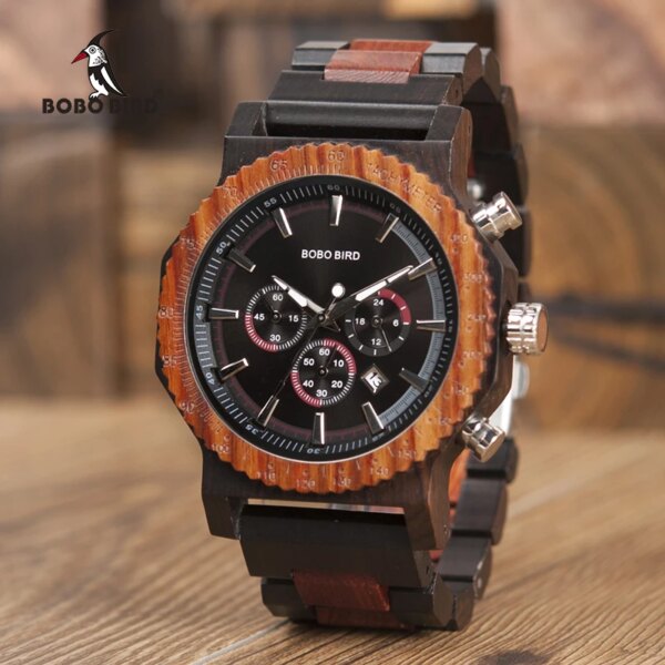 51mm Big Size Men Watch BOBO BIRD relogio masculino Wooden Quartz Top Luxury Watches for Dad Personalized Gift reloj mujer