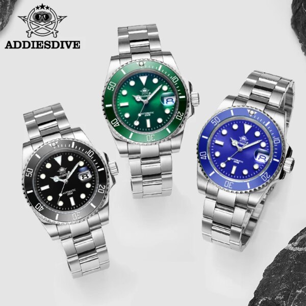 ADDIESDIVE Men's Classic Watch Sapphire Crystal 316L Steel 200m Waterproof Reloj Hombre NH35 Movement Automatic Mechanical Watch