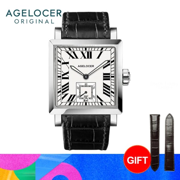 AGELOCER Codex Men's Square Business Formal Automatic Mechanical Watch Birthday Gift for Men