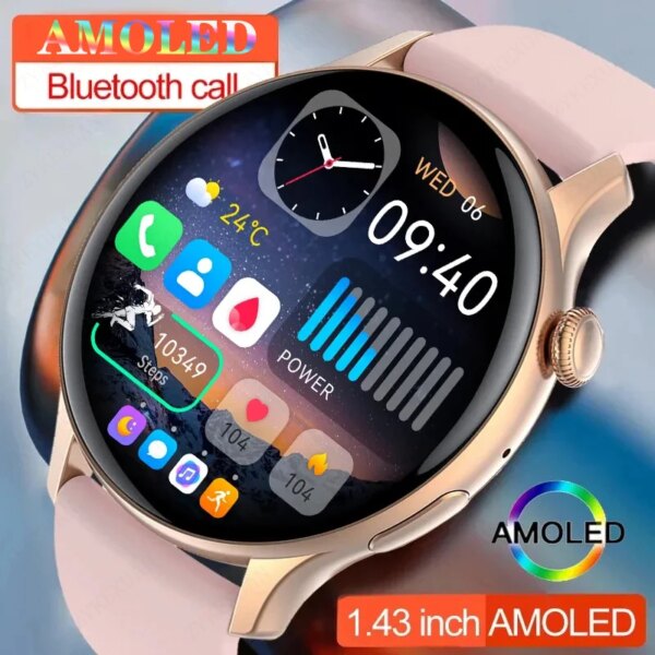 AMOLED Smart Watch Women Always on Display Clock Bluetooth Call Voice Control IP68 Waterproof Fitness Bracelet Smartwatch Women