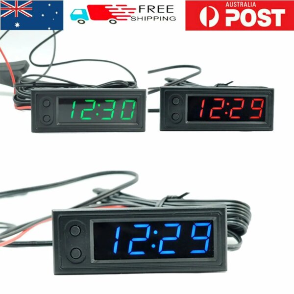 Adjustable Car Temperature Clock 12v 3 In 1 Thermometers Voltmeter Gauge Electronic Clock Led Digital Display Lcd Screen