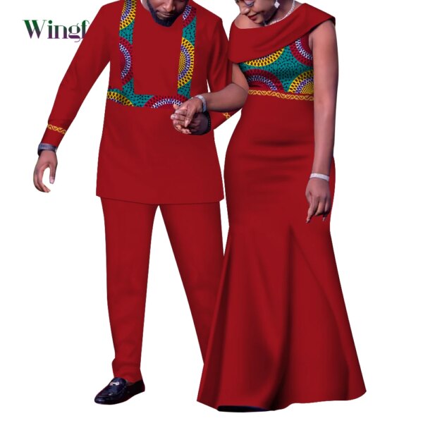 African Couple Outfits Match Sets Dashiki Couple Clothing African Mens Clothing and African Dresses for Women Party WYQ905