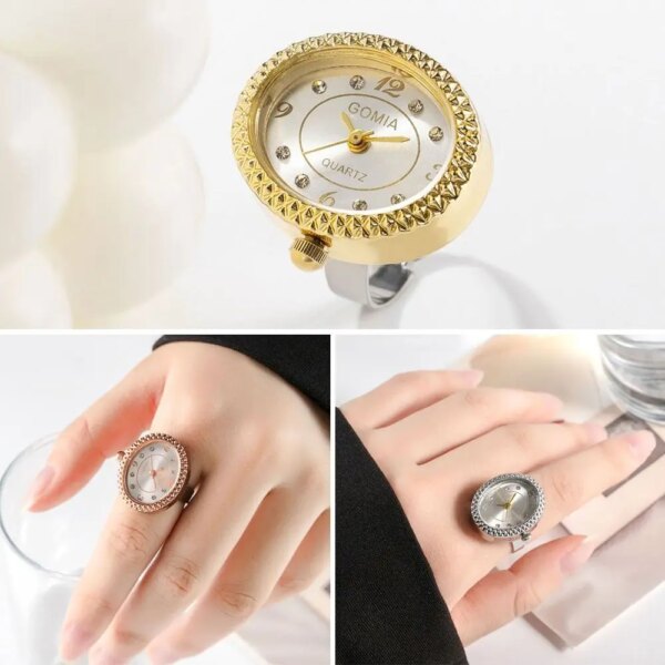 Alloy Digital Couple Watch Ring Creative Retro Jewelry Round Quartz Finger Rings Quartz Gift Ring Watch Women