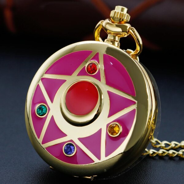 Anime Quartz Pocket Watch Cosplay Student Crystal British Clamshell Pendant Watch Necklace The Best Gift for Children