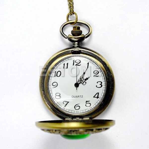 Antique Round Green Eye Quartz Pocket Watch Retro Steampunk Pendant Clock Hot Sale Souvenir Vintage Watches