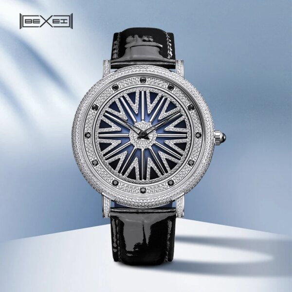 BEXEI 8801 Spire shape Couple Swiss EAT763 Quartz movement Synthetic sapphire mirror Featured rotating watch Silver case series